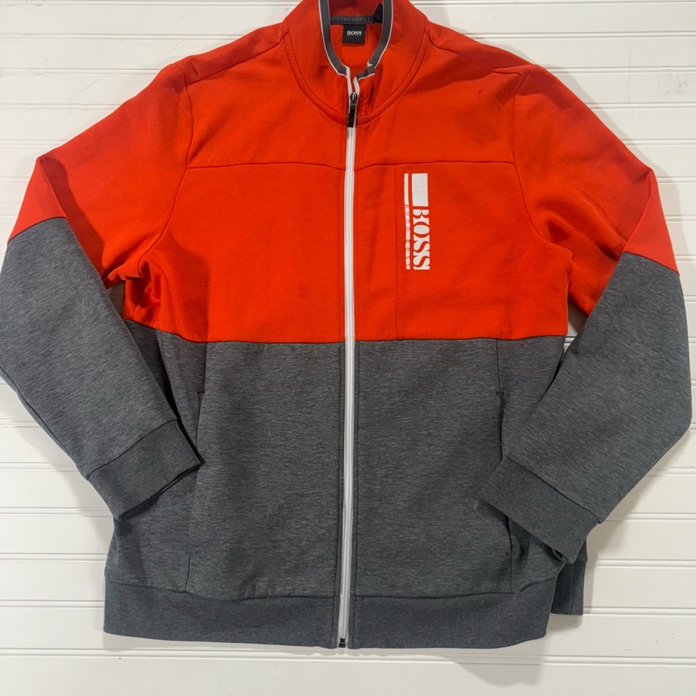 HUGO BOSS Men’s Orange & Grey Track Jacket – XXL